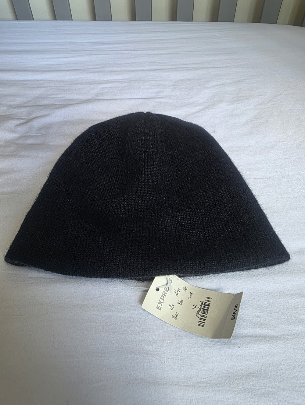 Express Black And Gray Cashmere Beanie Hat NWT
